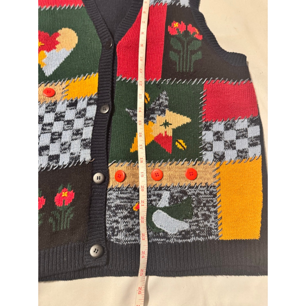 Vintage Patchwork Vest Medium Oversized Cottageco… - image 3
